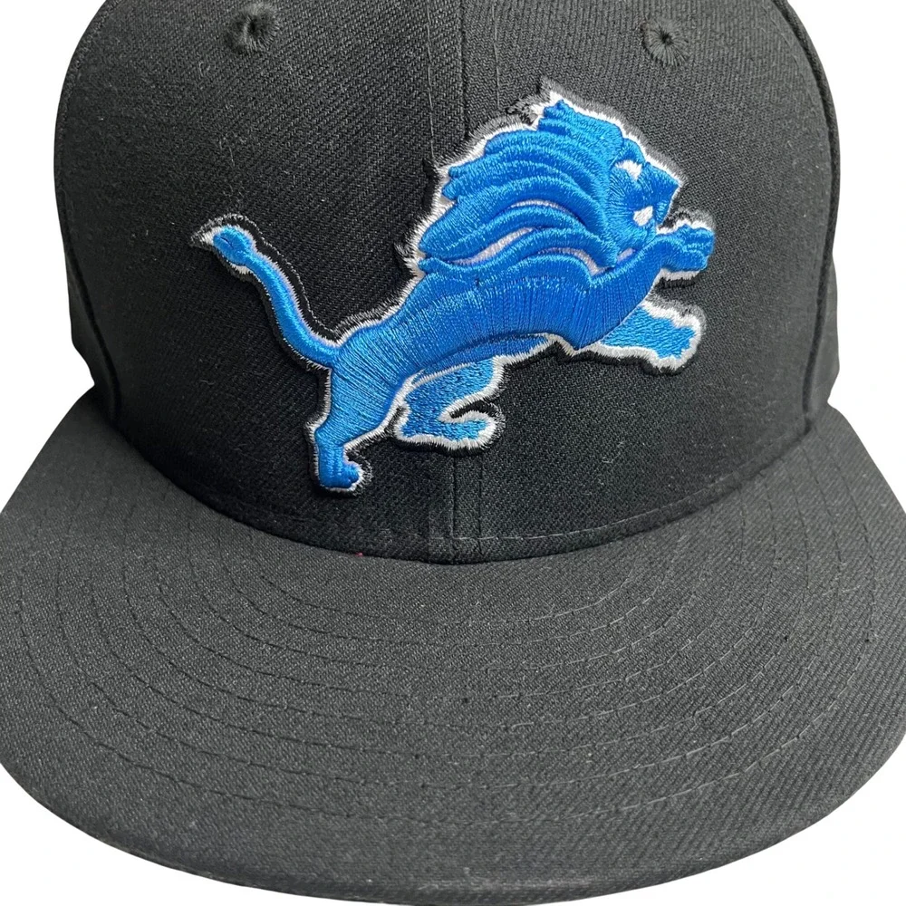 New Era Hat Detroit Lions 59FIFTY Fitted Cap 6 7/8 Black Polyester NFL Logo